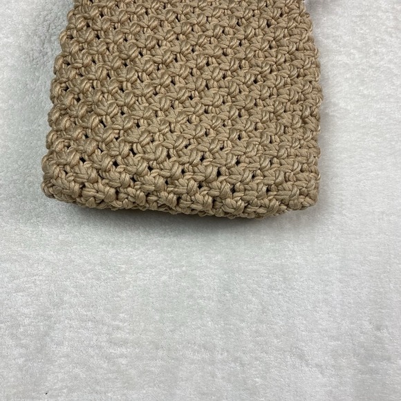 Vintage Cream Handmade Macrame‎ Purse Oval Handle 1970's Bead Crochet Small - Picture 4 of 9